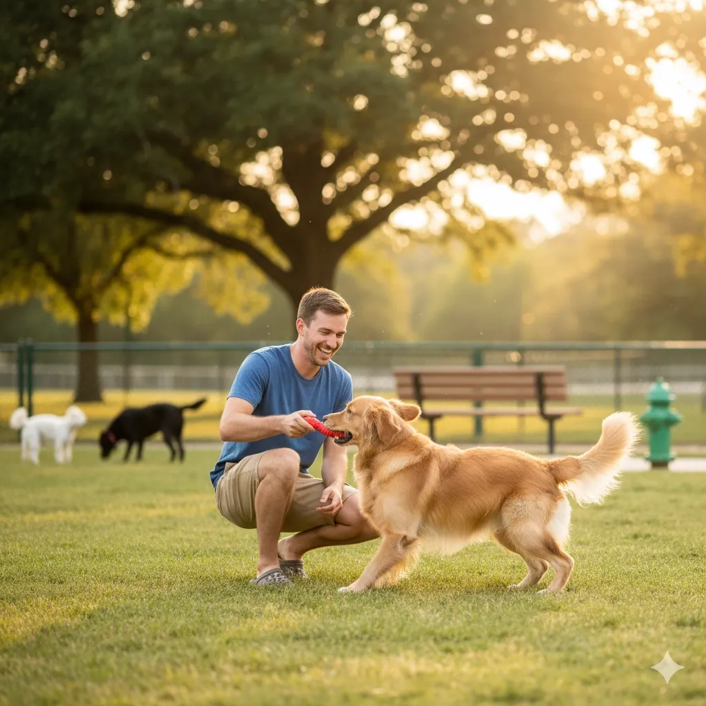 Una ragazza gioca con il suo cane in un parco a Roma, simbolo di una relazione sana.